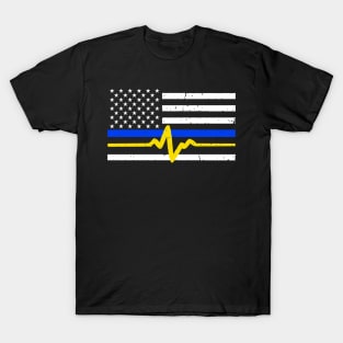 911 Dispatcher - Thin Blue Gold Line Flag T-Shirt